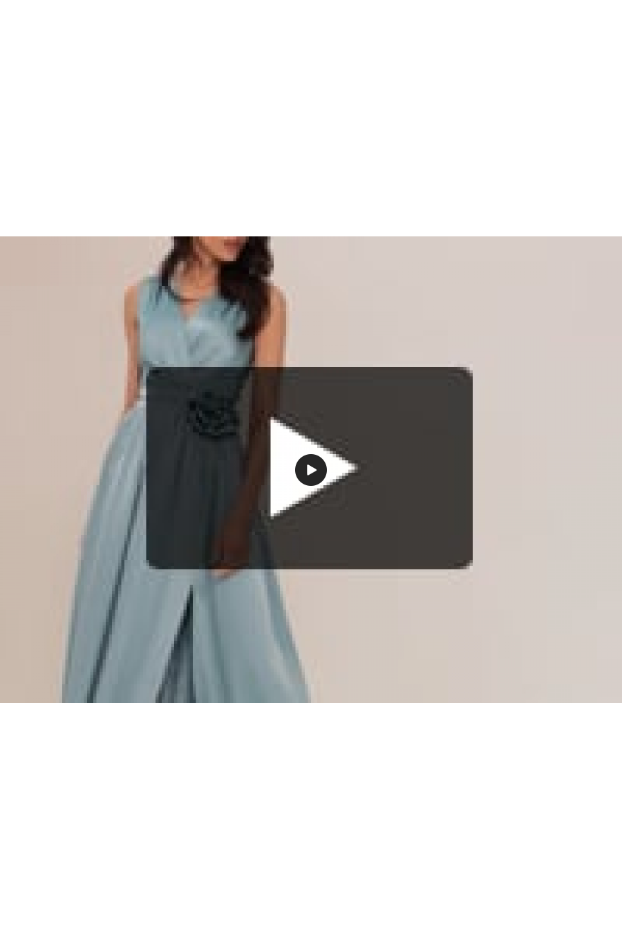 Rochie lunga din satin bleu cu floare in talie PalomaR 5 - jojofashion.ro