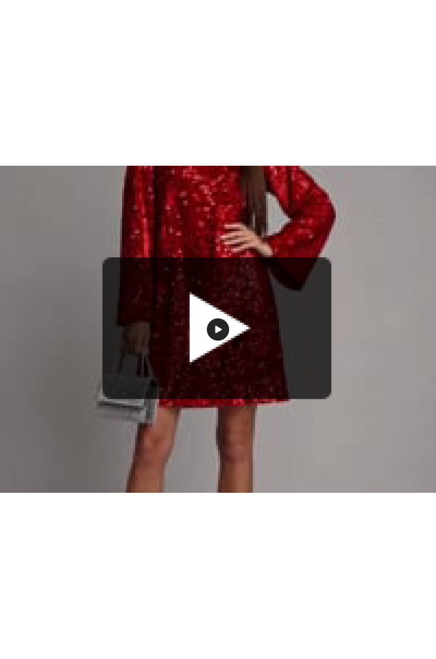 Rochie rosie din catifea cu paiete scurta croi A cu fundița si maneca lunga Glossy 3 - jojofashion.ro