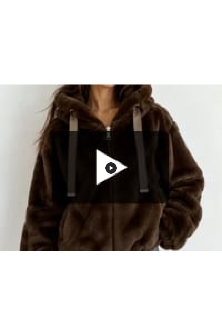 Geaca dama blana eco teddybear maro scurta cu gluga si buzunare Rosary 4 - jojofashion.ro