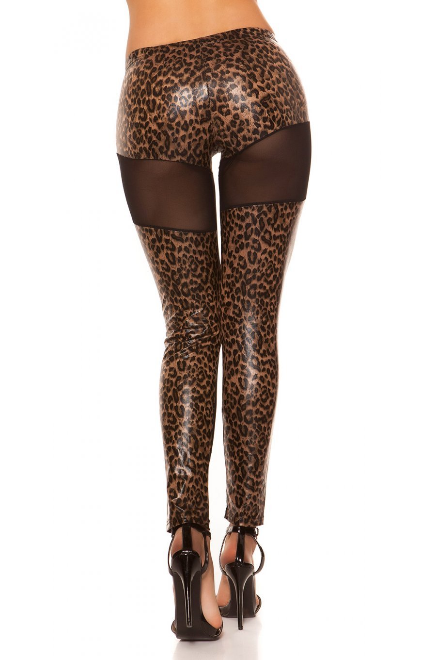 Colanti Wetlook leopard print cu plasa neagra Jaxie 2 - jojofashion.ro