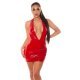 Rochie de club scurta din latex rosu cu spatele gol Evangelina 4 - jojofashion.ro