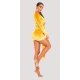 Rochie scurta mulata galbena din catifea cu maneca lunga Diamond  5 - jojofashion.ro