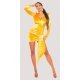 Rochie scurta mulata galbena din catifea cu maneca lunga Diamond  3 - jojofashion.ro