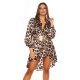 Rochie de zi scurta tip camasa leopard print oversized asimetrica Sabrina 4 - jojofashion.ro