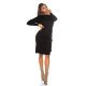Rochie midi neagra mulata tricotata cu maneca lunga Rossana 2 - jojofashion.ro