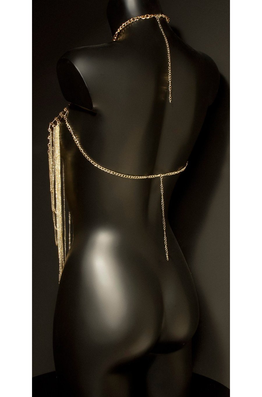 Sutien dama metalic cu lanturi aurii BodyChain Sutien dama metalic cu lanturi aurii BodyChain 3 - jojofashion.ro