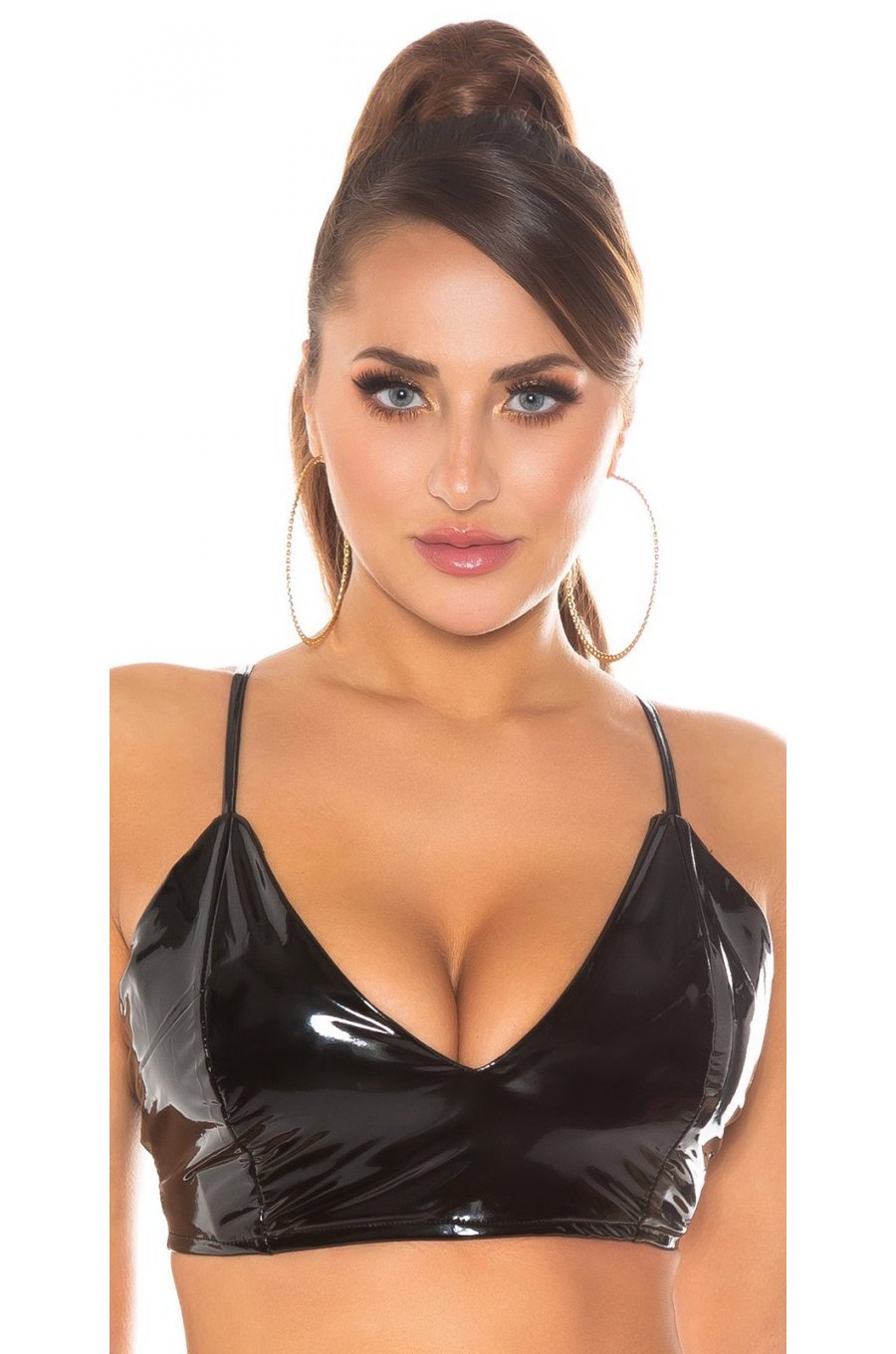 Top tip bustiera latex negru Alexis Top tip bustiera latex negru Alexis 1 - jojofashion.ro