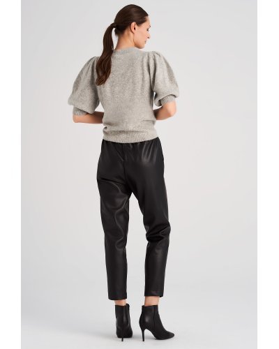 Pantaloni dama casual, negri, piele eco, cu buzunare, Larysa Pantaloni piele dama, Pantaloni dama casual, negri, piele eco, cu buzunare, Larysa - jojofashion.ro