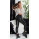 Pantaloni dama cargo, negri, din piele eco, Eliska Pantaloni dama cargo, negri, din piele eco, Eliska 5 - jojofashion.ro