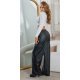 Pantaloni dama cargo, negri, imitatie piele, Asly Pantaloni dama cargo, negri, imitatie piele, Asly 5 - jojofashion.ro