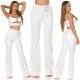 Pantaloni dama evazati, albi, din piele eco, cu talia inalta, Haseena 6 - jojofashion.ro