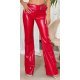 Pantaloni dama evazati, rosii, din piele eco, cu talia inalta, Haseena 2 - jojofashion.ro