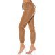 Pantaloni dama jogger, cappuccino, din piele eco, Mirabela 3 - jojofashion.ro