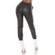 Pantaloni dama jogger, negri, din piele eco, cu talie inalta si dunga alba, Yaritza 3 - jojofashion.ro