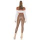 Pantaloni dama mulati, push up, cappuccino, din piele eco, cu talia inalta, Dayann 7 - jojofashion.ro