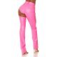 Pantaloni dama, roz bombon, din piele eco, cu decupaje pe picior, Rhea 3 - jojofashion.ro