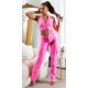 Pantaloni dama, roz bombon, din piele eco, cu decupaje pe picior, Rhea 4 - jojofashion.ro