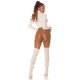 Pantaloni dama, scurti, maro, piele eco, cu talia inalta, Beltaine 7 - jojofashion.ro