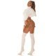 Pantaloni dama, scurti, maro, piele eco, cu talia inalta, Beltaine 8 - jojofashion.ro