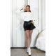 Pantaloni  dama scurti, negri, din piele eco, Dalma 5 - jojofashion.ro