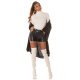 Pantaloni dama, scurti, negri, piele eco, cu talia inalta, Beltaine 7 - jojofashion.ro