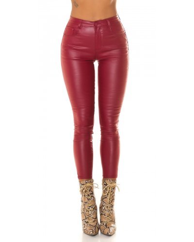 Pantaloni dama skinny, rosii, imitatie piele, mulati, Lexi Pantaloni piele dama, Pantaloni dama skinny, rosii, imitatie piele, mulati, Lexi - jojofashion.ro