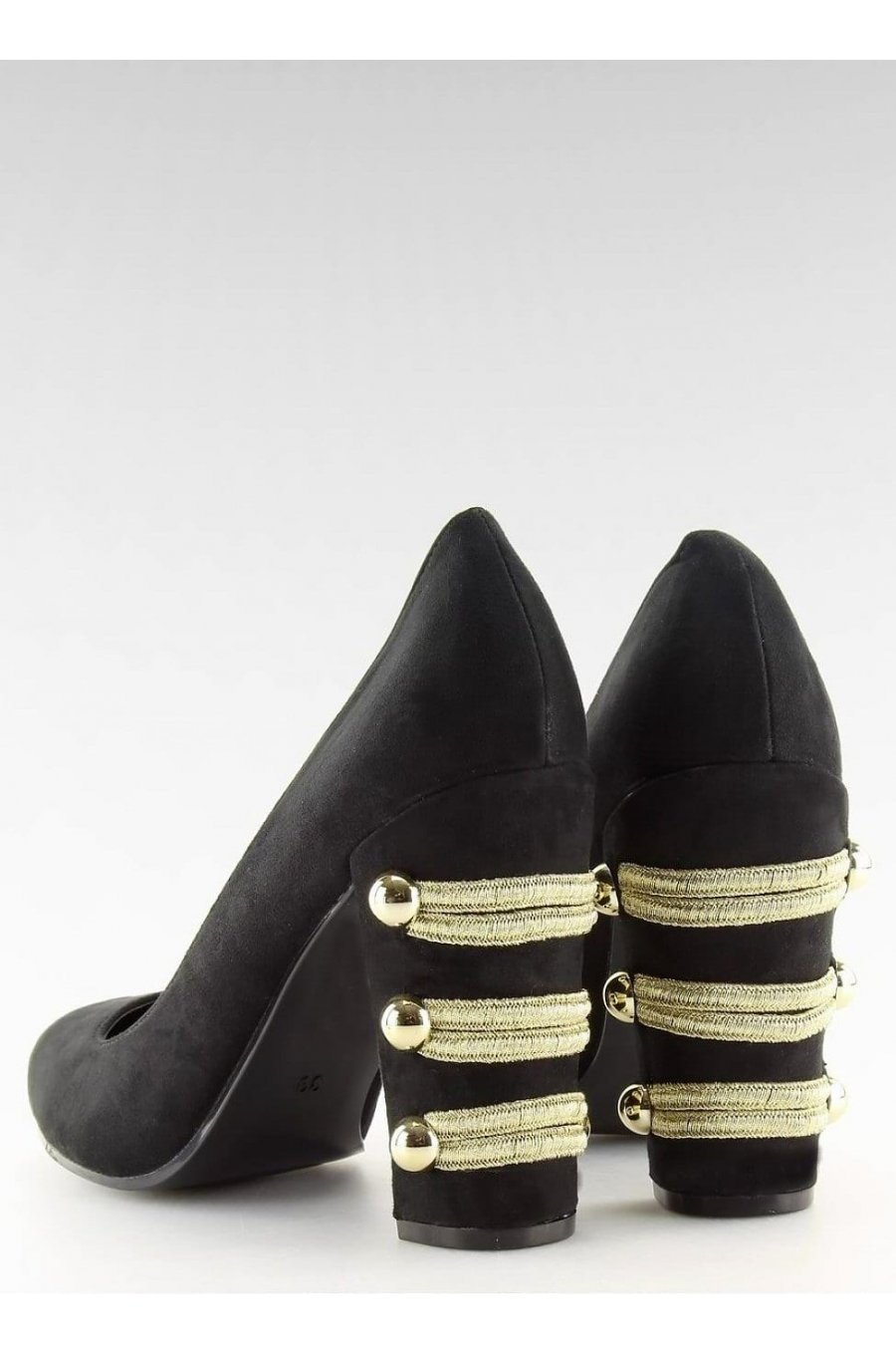 Pantofi de dama din piele eco intoarsa neagra cu toc gros Arlana 2 - jojofashion.ro