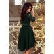 Rochie eleganta midi, dantela, verde, cu maneca lunga, asimetrica, Anastasia  3 - jojofashion.ro