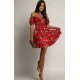 Rochie de vara scurta rosie cu flori in clos Pinky 2 - jojofashion.ro