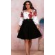 Rochie midi traditionala din tafta neagra cu maci Azra 3 - jojofashion.ro