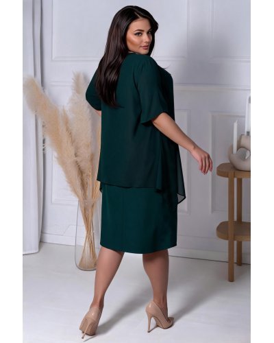 Rochii midi, Rochie midi verde vaporoasa XXL Zina - jojofashion.ro