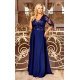 Rochie lunga eleganta din dantela cu broderie si paiete bleumarin Alizaa 2 - jojofashion.ro