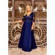 Rochie lunga eleganta din dantela cu broderie si paiete bleumarin Alizaa 3 - jojofashion.ro