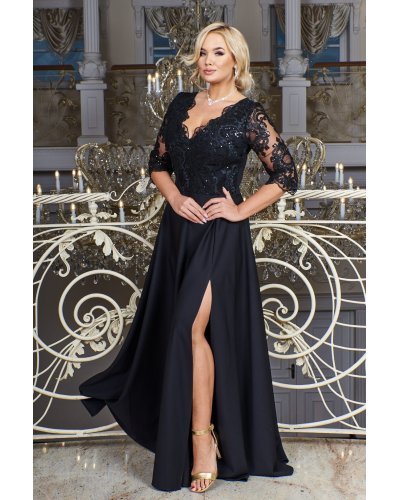 Tinuta rochie eleganta neagra si plic negru cu glitter Daryiah Tinute de petrecere, Tinuta rochie eleganta neagra si plic negru cu glitter Daryiah - jojofashion.ro