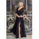 Rochie de seara eleganta in marimi mari lunga, dantela, neagra Alizaa 2 - jojofashion.ro