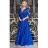 Rochie lunga eleganta albastra in marimi mari din dantela cu broderie Alizaa