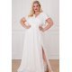 Rochie cununie civila lunga, in marimi mari, brocard si dantela,alba, Magnifique Rochie cununie civila lunga, in marimi mari, brocard si dantela,alba, Magnifique 3 - jojofashion.ro