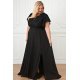 Rochie eleganta in marimi mari de seara lunga brocard si dantela neagra Magnifique 4 - jojofashion.ro