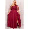 Rochie lunga XXL din dantela si brocard burgundy Adalyze