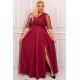 Rochie lunga XXL din dantela si brocard burgundy Adalyze Rochie lunga XXL din dantela si brocard burgundy Adalyze 2 - jojofashion.ro