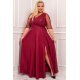 Rochie eleganta lunga, in marimi mari, brocard burgundy, Adalyze 2 - jojofashion.ro