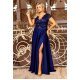 Rochie lunga eleganta XXL din dantela bleumarin cu paiete Arianza 2 - jojofashion.ro