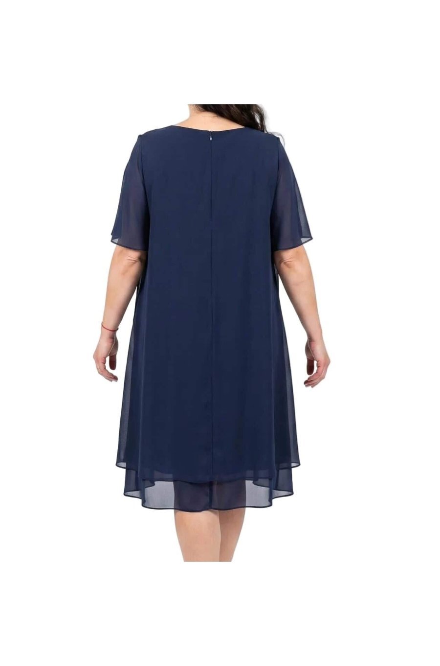 Rochie marime mare midi bleumarin din voal vaporoasa Karina 2 - jojofashion.ro