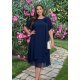 Rochie marime mare midi bleumarin din voal vaporoasa Karina 2 - jojofashion.ro