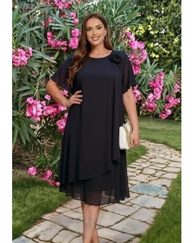 Rochii, Rochie marime mare midi neagra din voal vaporoasa Karina - jojofashion.ro