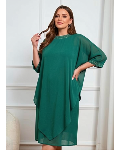 Rochii, Rochie marime mare midi verde din voal vaporoasa Marya - jojofashion.ro