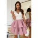 Rochie eleganta baby doll roz cu volane suprapuse Caryne 2 - jojofashion.ro