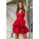 Rochie eleganta rosie baby doll cu volane suprapuse Caryne 2 - jojofashion.ro