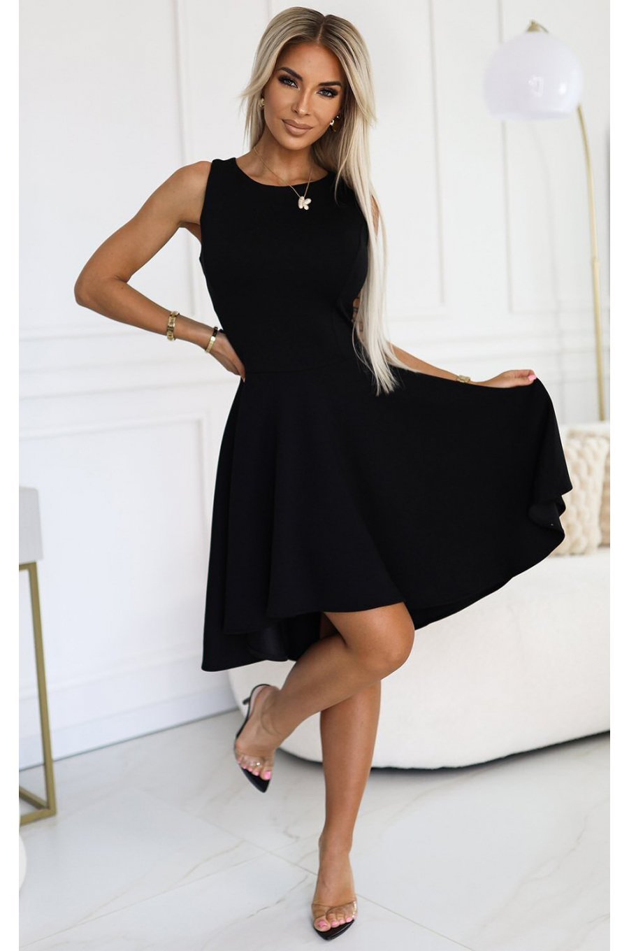 Rochie baby doll scurta neagra asimetrica Euphoria 1 - jojofashion.ro