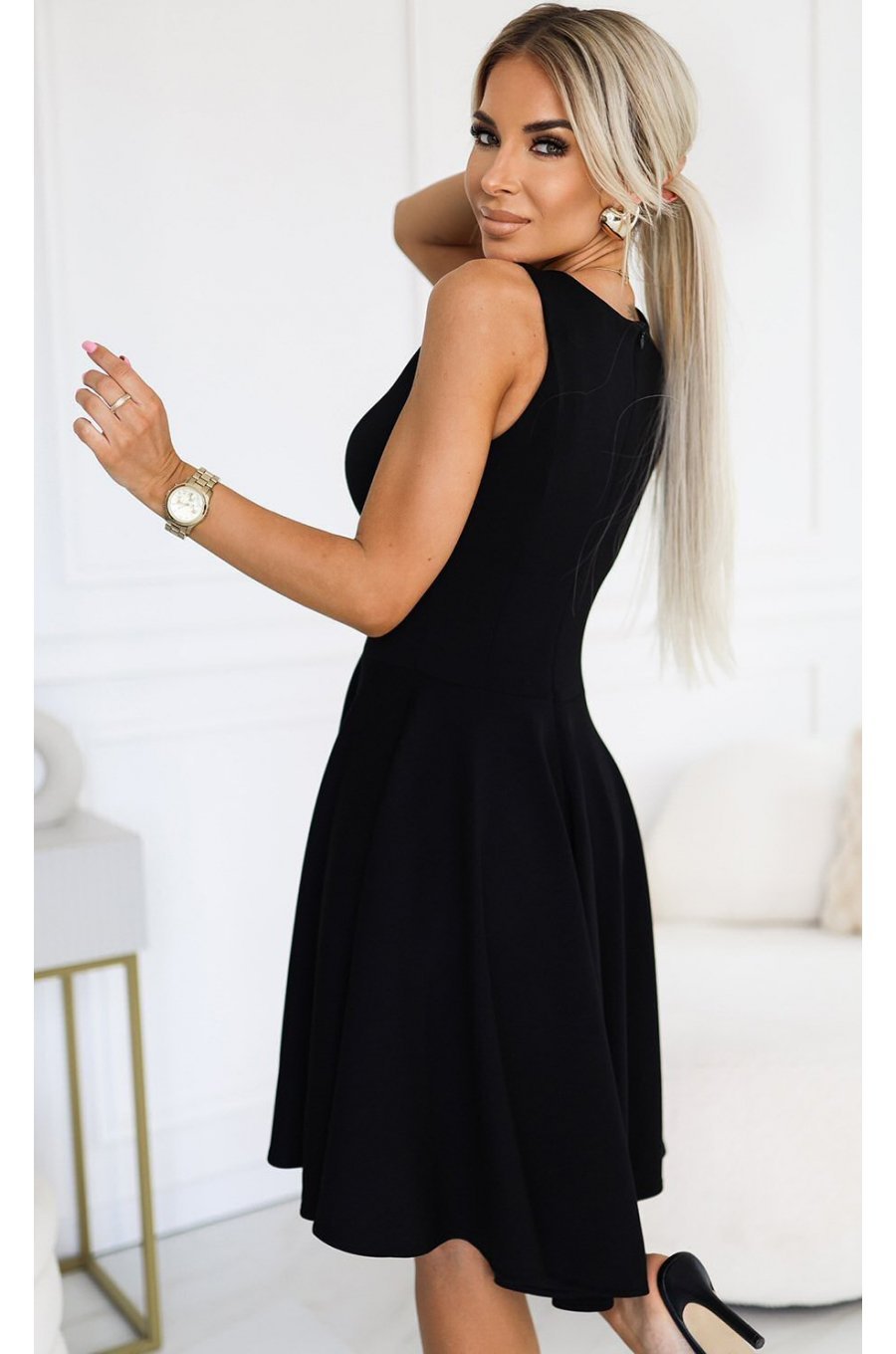 Rochie baby doll scurta neagra asimetrica Euphoria 2 - jojofashion.ro